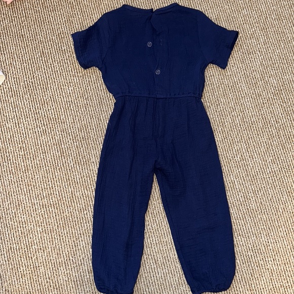 Toddler girl 2T-3T dark royal blue short sleeve jumpsuit - Picture 4 of 5